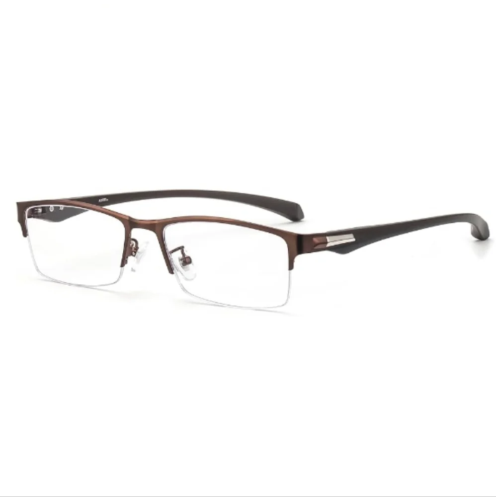Blue Light Blocking Anti Eyestrain Lens Eyeglasses Semi Rimless Brown